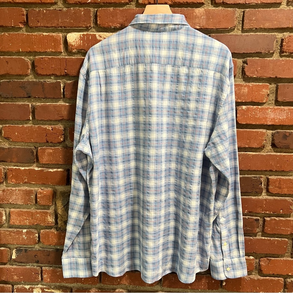 Faherty Men's Blue Harbor Bristol Plaid Shirt tropical cotton shirt size XXL NWT - Picture 3 of 13